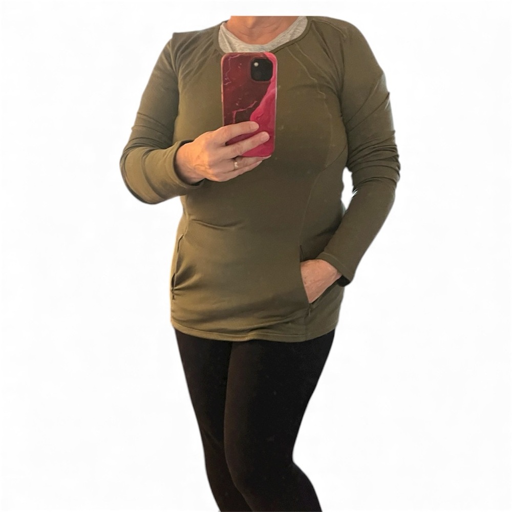 Halara Women's Yoga Flow Long Sleeve Round Neck Sports Soft Olive Green Top